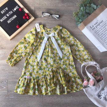 váy thu dài tay hoa đuôi cá